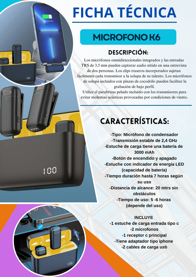 MICRÓFONO ESTUCHE K6