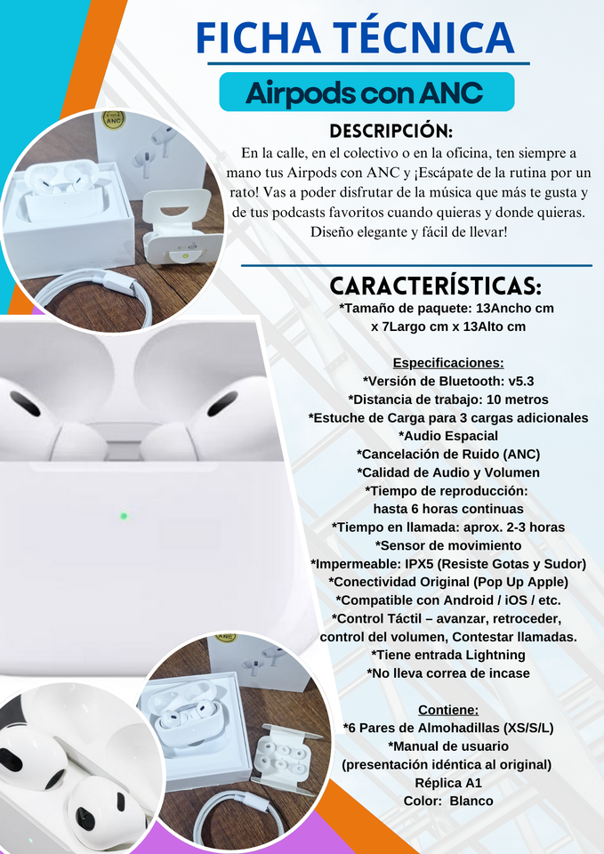 AIRPODS 2DA. GENERACIÓN CON ANC – LOGO Y CINTILLO DE SEGURIDAD