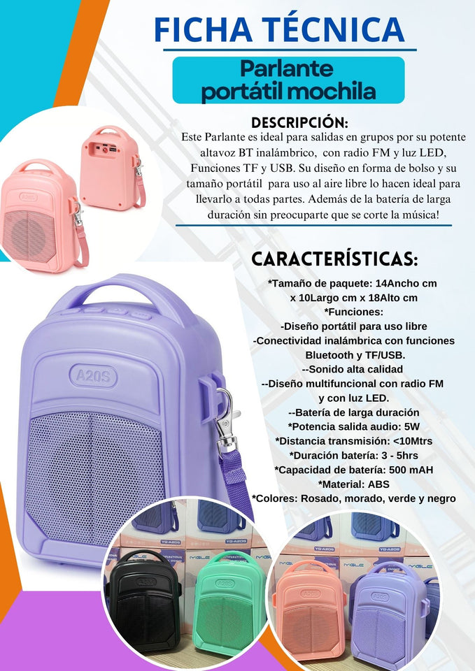 PARLANTE PORTATIL MOCHILA